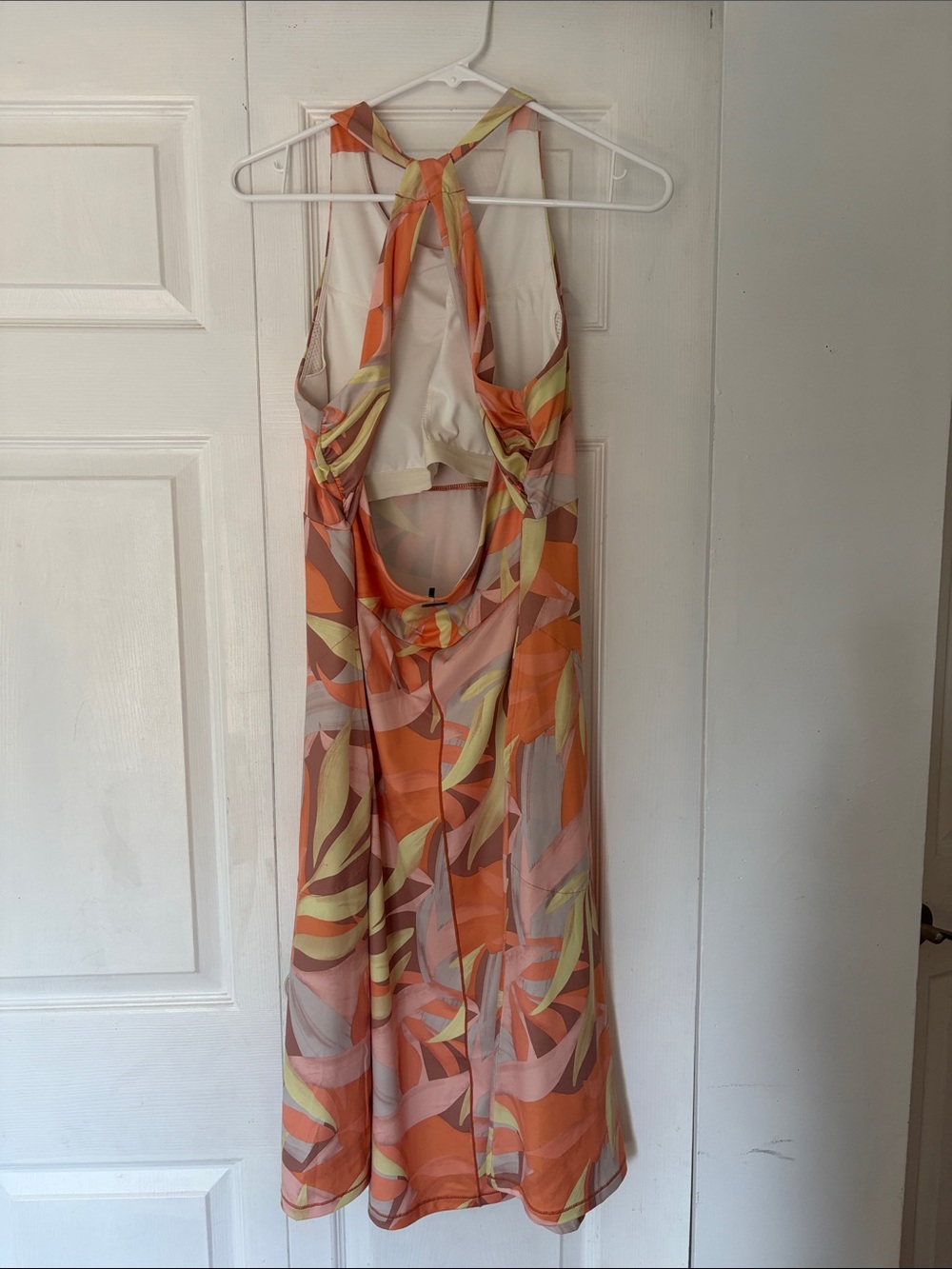 Prana Orange and Yellow Leaf-Print Maxi Dress